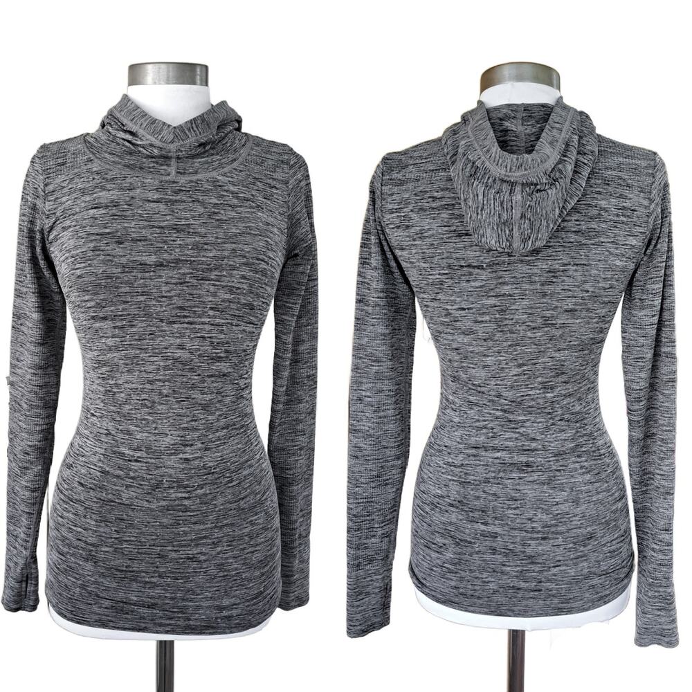ATHLETA Radiance Gray Space Dye Hoodie Size XS Running Thumbholes